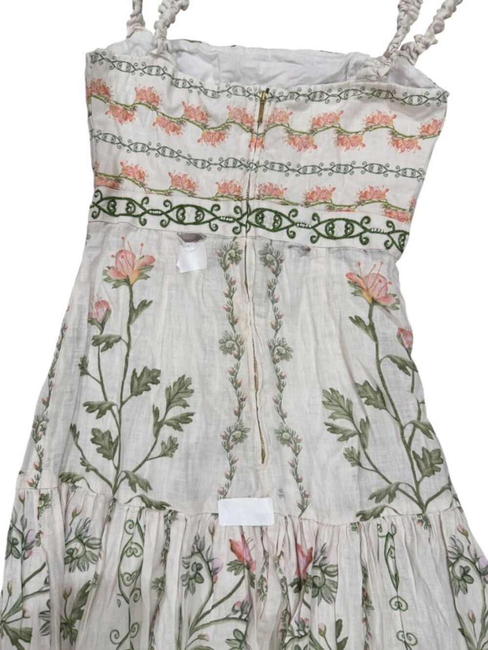 Agua Bendita Cream Floral Midi Dress with Pink & Green Botanicals - Picture 11 of 14